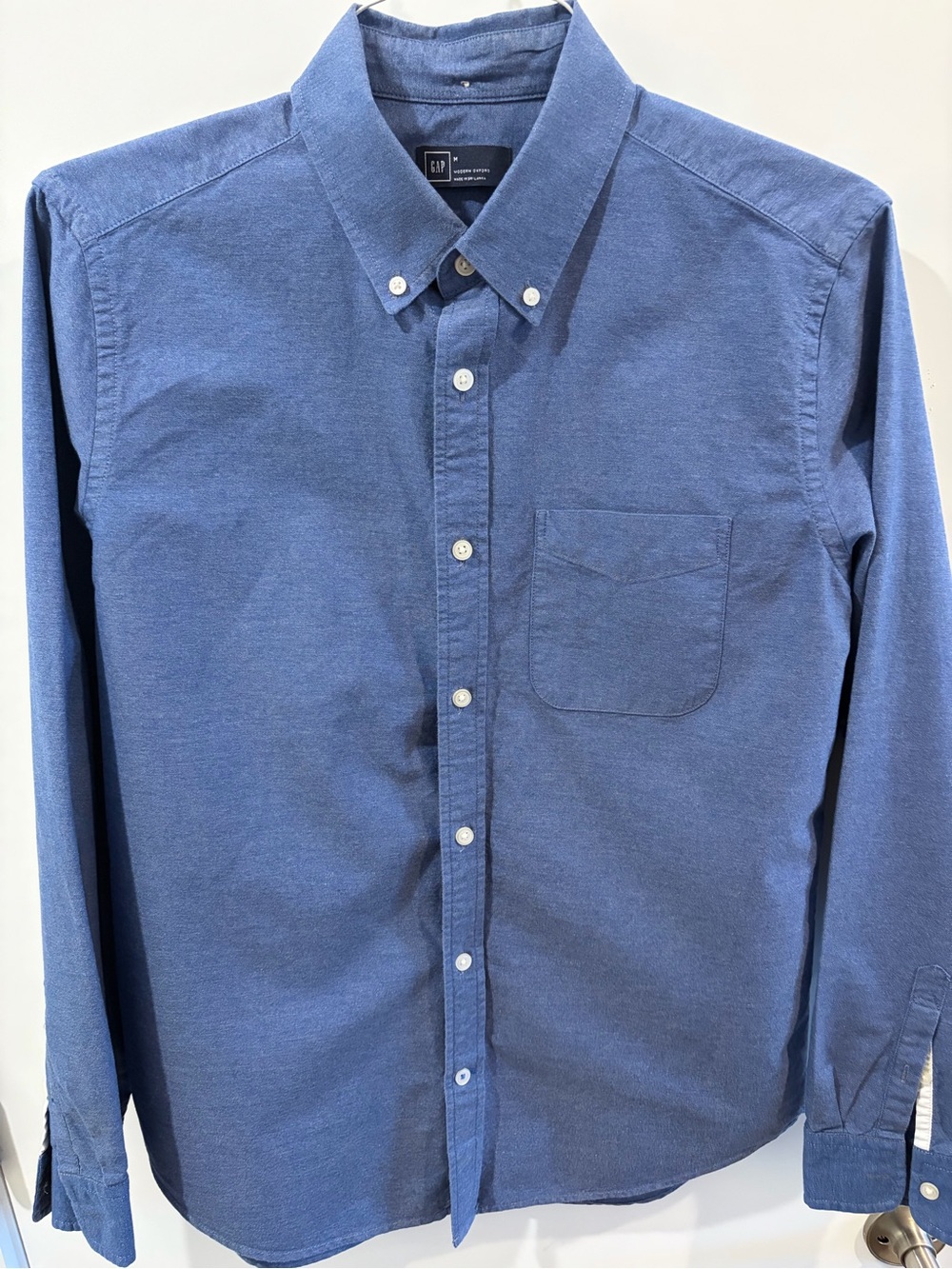 GAP Men's Modern Oxford Slate Blue Button-Down Shirt